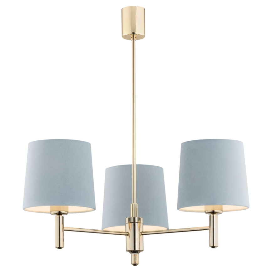 Brilagi - Kroonluchter met staaf MONTE 3xE27/60W/230V blauw/goud