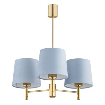 Brilagi - Kroonluchter met staaf MONTE 3xE27/60W/230V blauw/goud