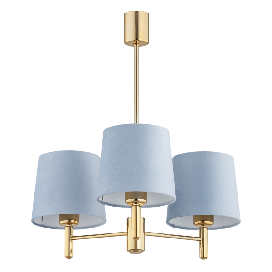 Brilagi - Kroonluchter met staaf MONTE 3xE27/60W/230V blauw/goud