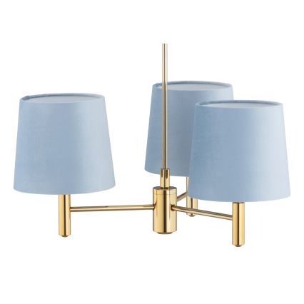 Brilagi - Kroonluchter met staaf MONTE 3xE27/60W/230V blauw/goud