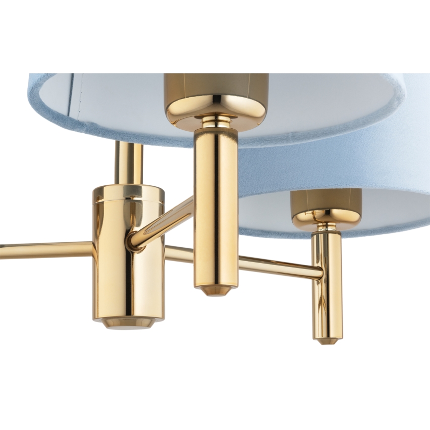 Brilagi - Kroonluchter met staaf MONTE 3xE27/60W/230V blauw/goud