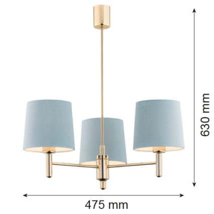 Brilagi - Kroonluchter met staaf MONTE 3xE27/60W/230V blauw/goud