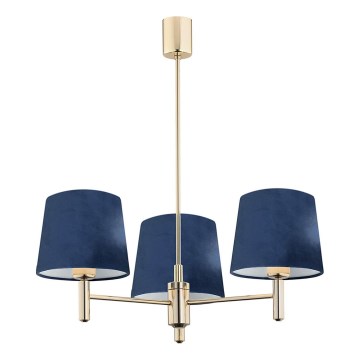 Brilagi - Kroonluchter met stang MONTE 3xE27/15W/230V blauw/goud