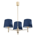 Brilagi - Kroonluchter met stang MONTE 3xE27/60W/230V blauw/goud