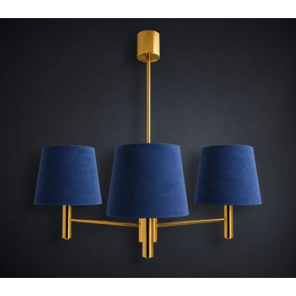 Brilagi - Kroonluchter met stang MONTE 3xE27/60W/230V blauw/goud