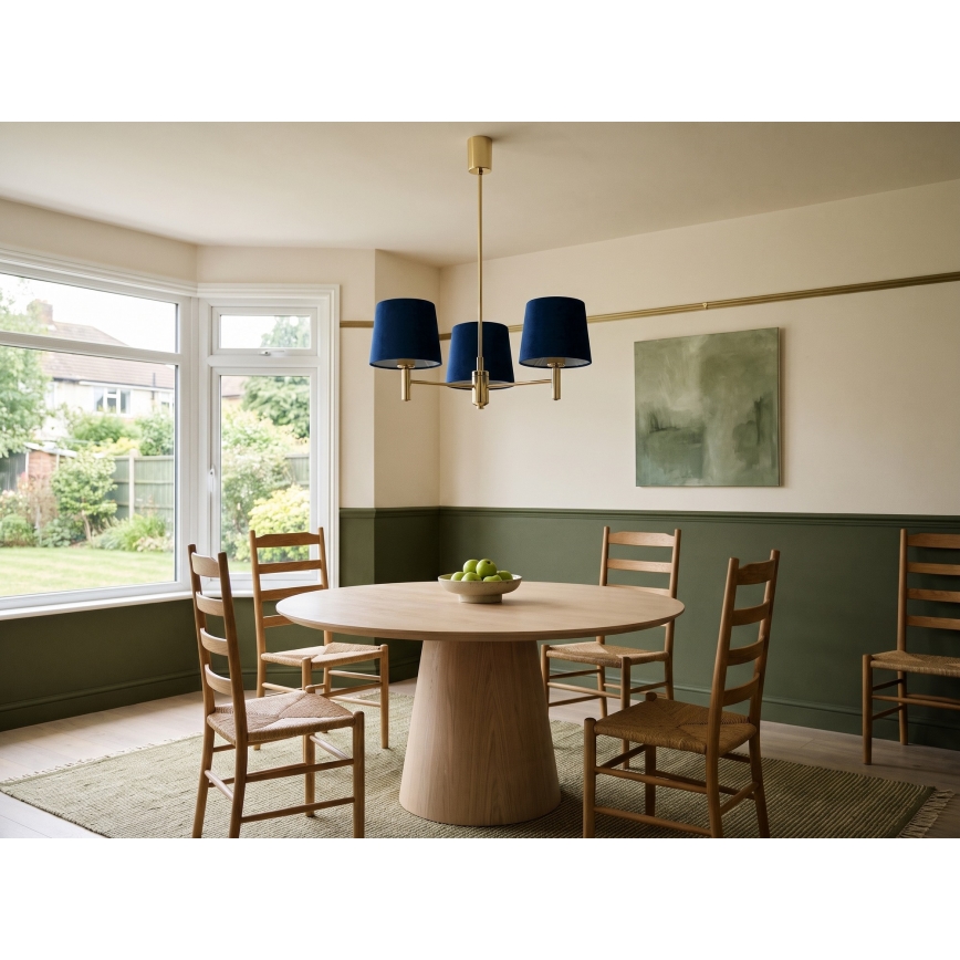 Brilagi - Kroonluchter met stang MONTE 3xE27/60W/230V blauw/goud