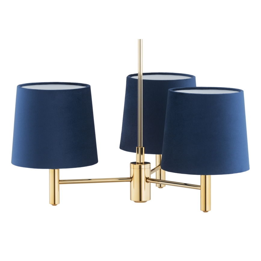 BRILAGI - Kroonluchter met stang MONTE 3xE27/60W/230V blauw/goud