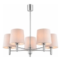 Brilagi - Kroonluchter met stang MONTE 5xE27/15W/230V beige/glanzend chroom