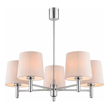 Brilagi - Kroonluchter met stang MONTE 5xE27/15W/230V beige/glanzend chroom