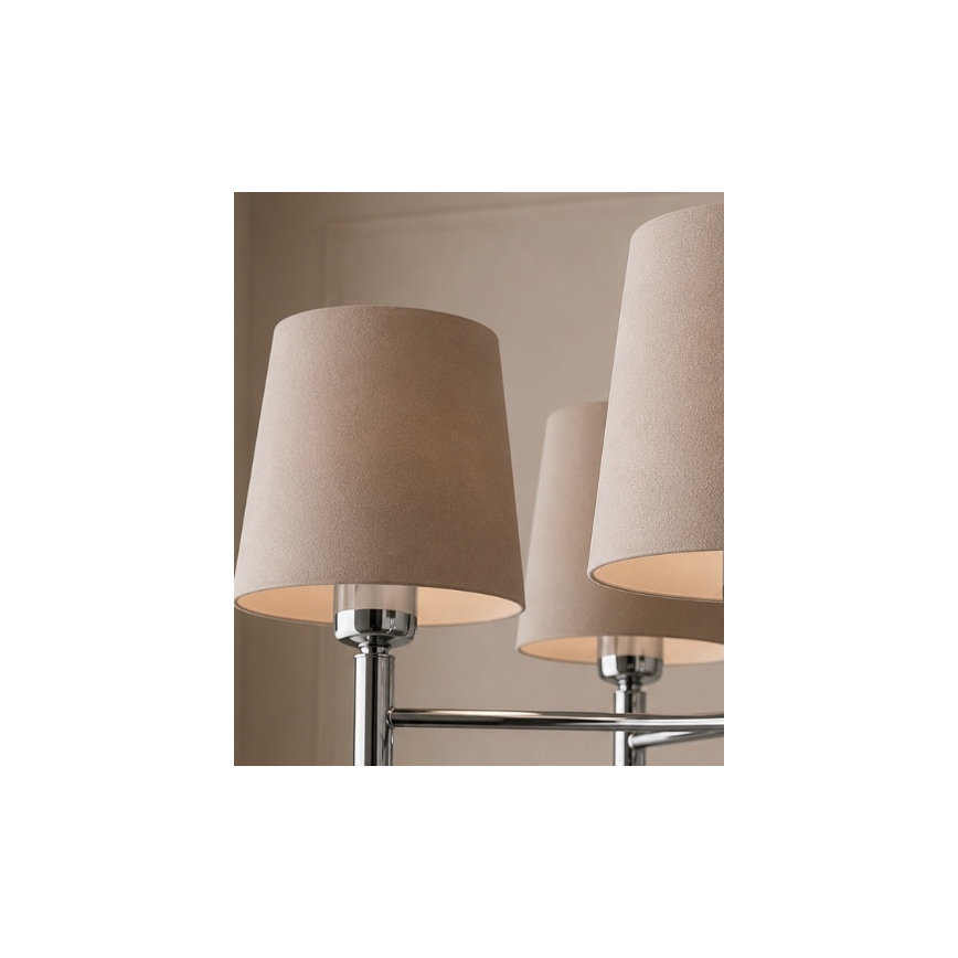 Brilagi - Kroonluchter met stang MONTE 5xE27/60W/230V beige/glanzend chroom