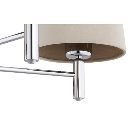 Brilagi - Kroonluchter met stang MONTE 5xE27/60W/230V beige/glanzend chroom