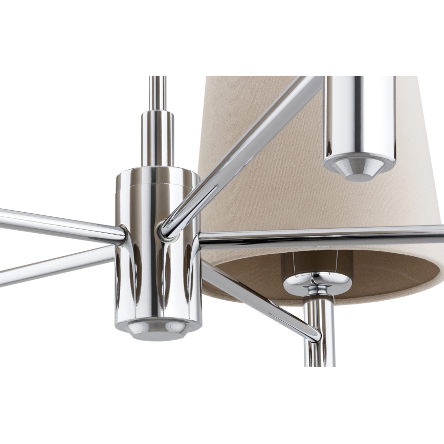Brilagi - Kroonluchter met stang MONTE 5xE27/60W/230V beige/glanzend chroom
