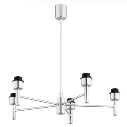 Brilagi - Kroonluchter met stang MONTE 5xE27/60W/230V beige/glanzend chroom