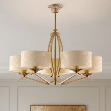 Brilagi - Kroonluchter met stang SAPHIRE 5xE27/15W/230V Ø 66 cm crème/goud/patina