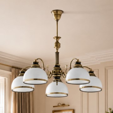 Brilagi - Kroonluchter met stang TAURUS 5xE27/15W/230V Ø 70 cm brons