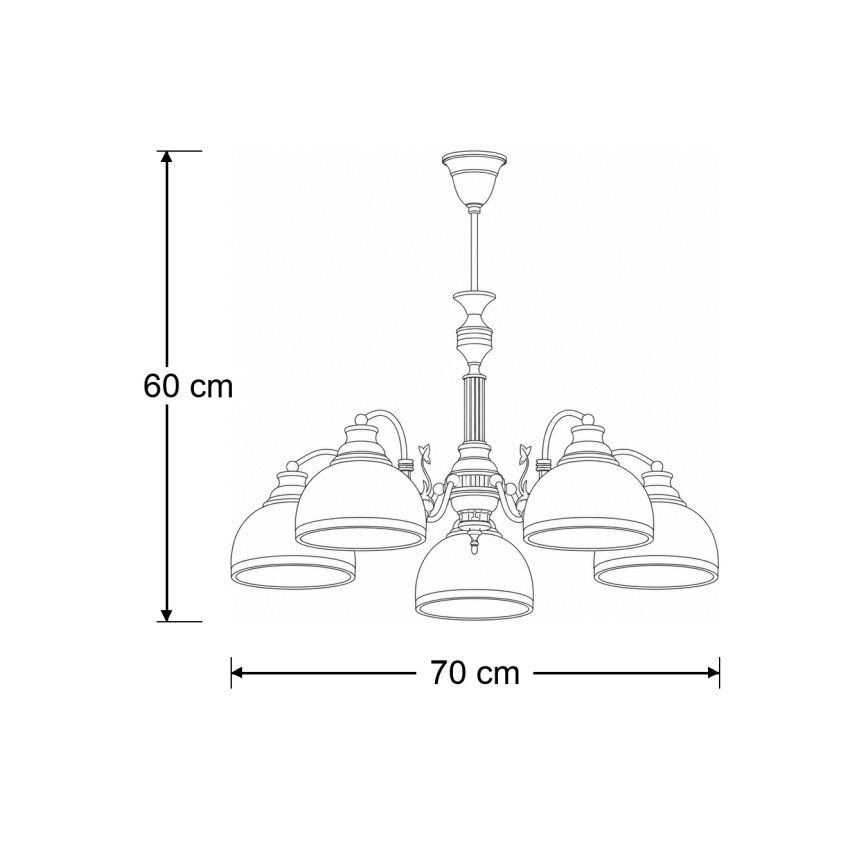 Brilagi - Kroonluchter met stang TAURUS 5xE27/15W/230V Ø 70 cm brons