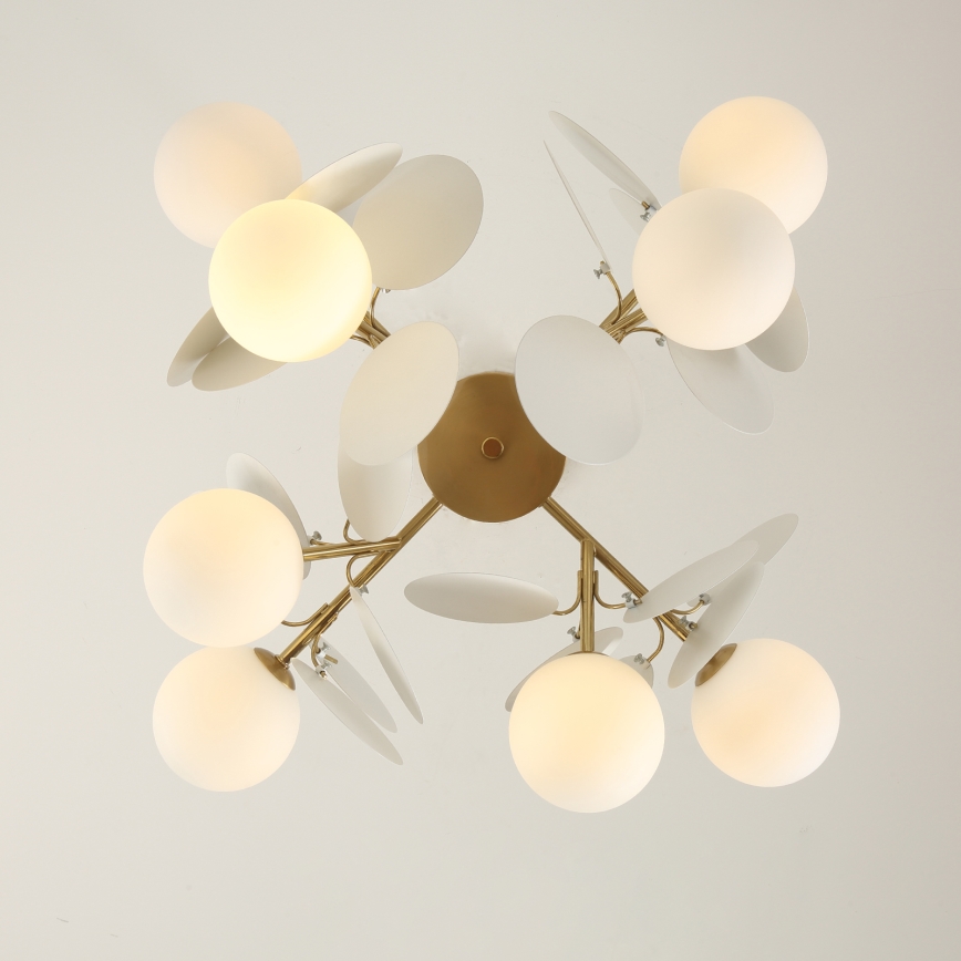 Brilagi - Kroonluchter op staaf BALMO 8xG9/9W/230V Ø 60 cm goud/wit