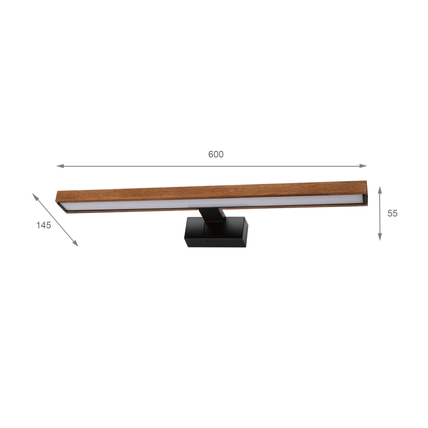 Brilagi - 3-in-1 LED-badkamerspiegelverlichting WOODY MIRROR LED/12W/230V 60 cm IP44 zwart/eiken/kersen