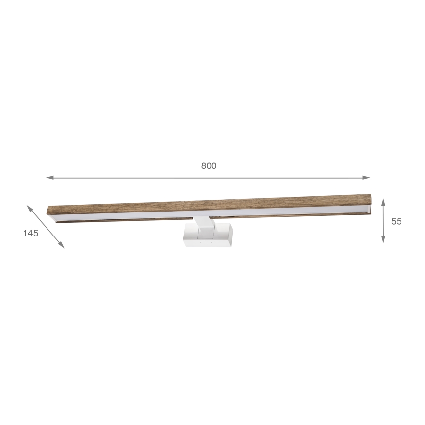 Brilagi - 3-in-1 LED-spiegelverlichting voor de badkamer WOODY MIRROR LED/15W/230V 80 cm IP44 wit/eiken-walnoot