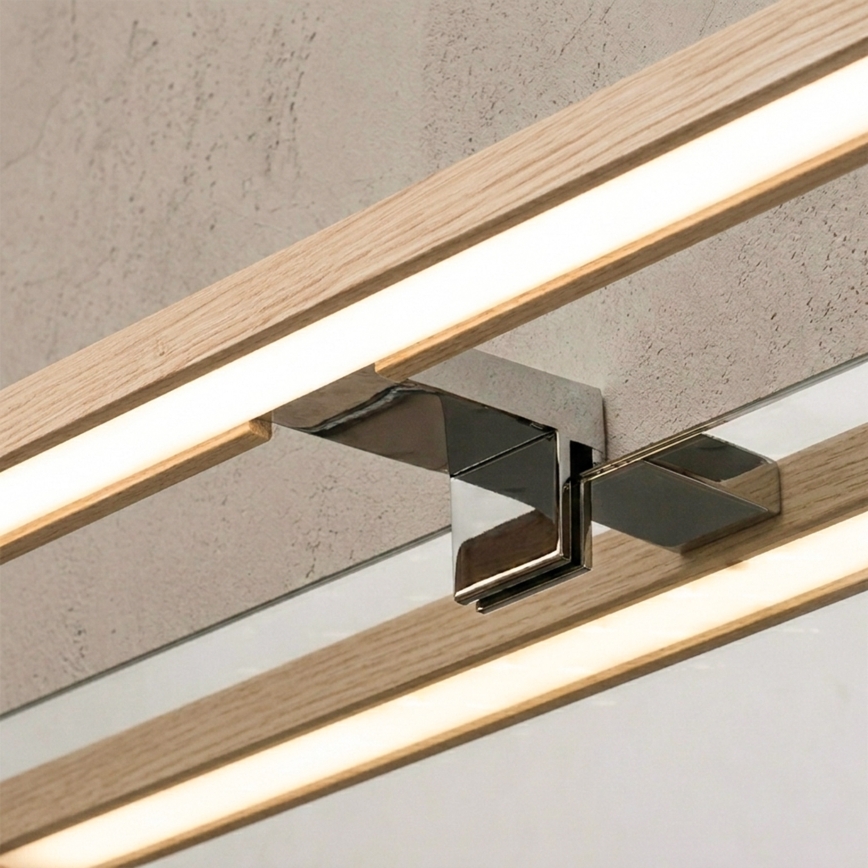 Brilagi - LED-badkamerspiegelverlichting 3-in-1 WOODY MIRROR LED/12W/230V 60 cm IP44 glanzend chroom/eiken
