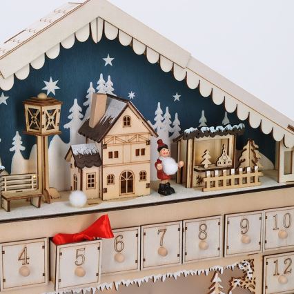 Brilagi - LED Advent Kalender LED/2xAA hout