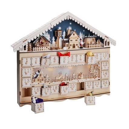 Brilagi - LED Advent Kalender LED/2xAA hout