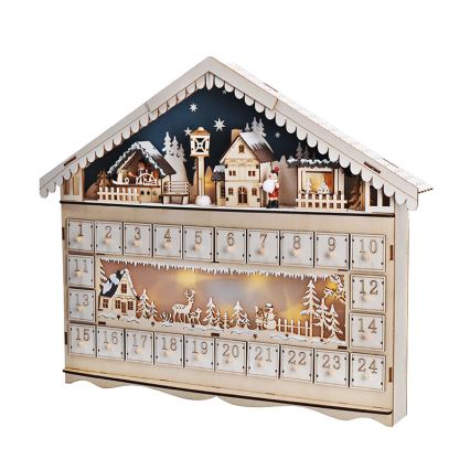 Brilagi - LED Advent Kalender LED/2xAA hout