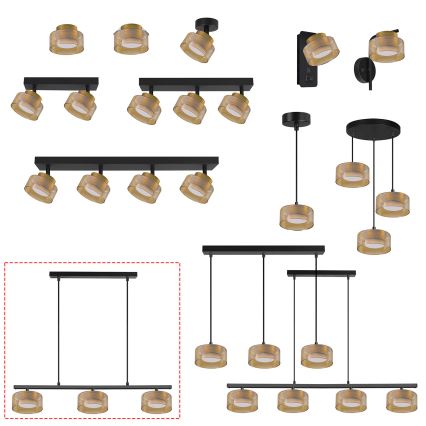 Brilagi - LED AURA LUX hanglamp aan kabel 3xGX53/30W/230V zwart/goud