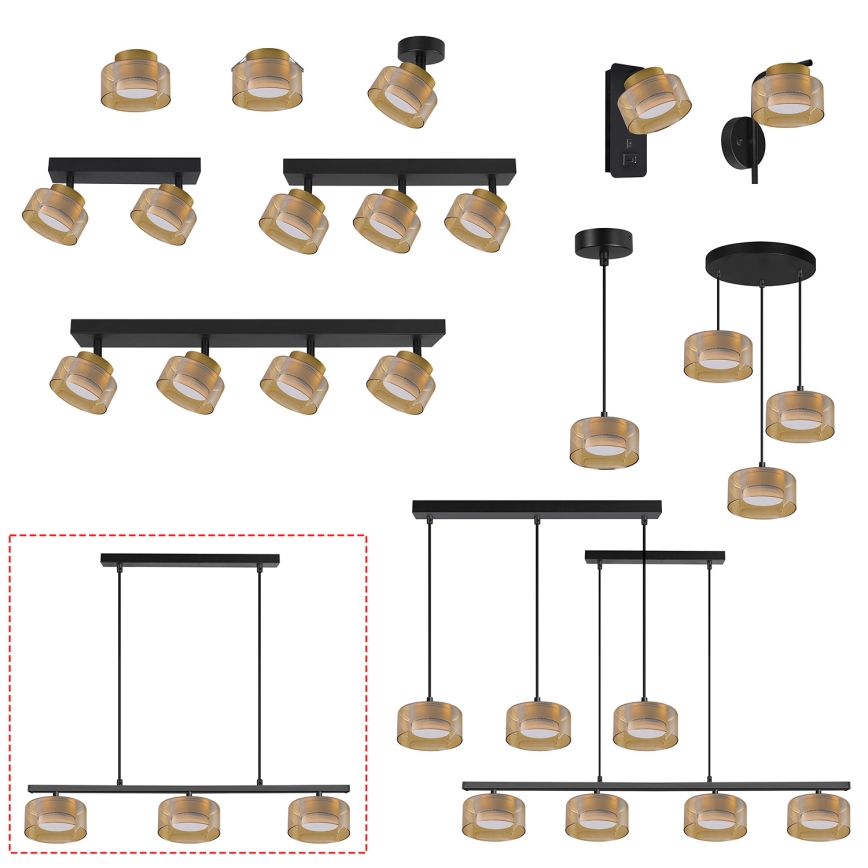Brilagi - LED AURA LUX hanglamp aan kabel 3xGX53/30W/230V zwart/goud