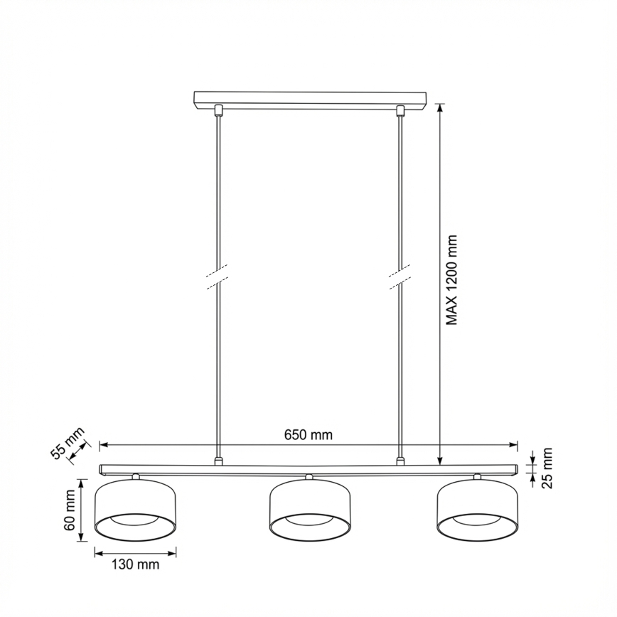Brilagi - LED AURA LUX hanglamp aan kabel 3xGX53/30W/230V zwart/goud