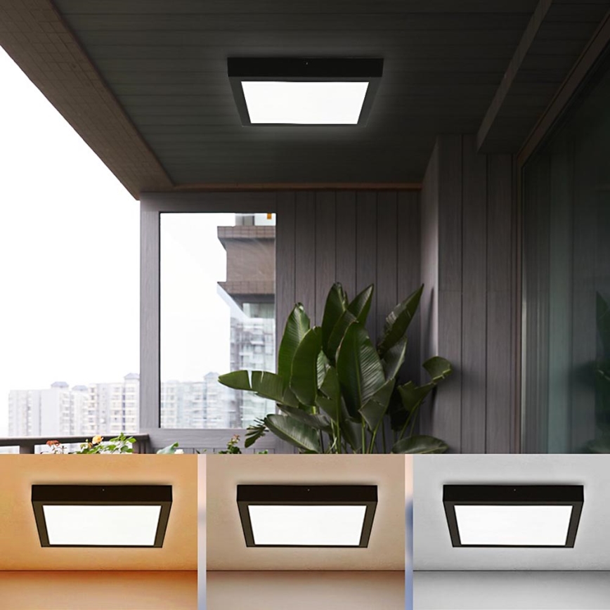 Brilagi - LED Badkamer plafondlamp FRAME LED/24W/230V 30x30 cm 3000/4000/6000K IP44 zwart