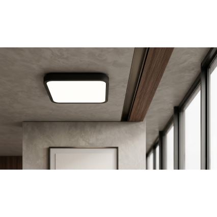 BRILAGI - LED badkamerplafondlamp met sensor ZENNA LED/24W/230V 34,5x34,5 cm IP44 zwart + afstandsbediening