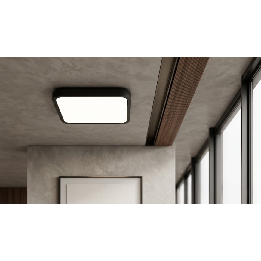 BRILAGI - LED badkamerplafondlamp met sensor ZENNA LED/24W/230V 34,5x34,5 cm IP44 zwart + afstandsbediening