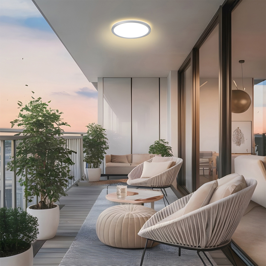 Brilagi - ULTRA SLIM plafondlamp voor badkamer LED/12W/230V Ø 22,5 cm zilverkleurig IP54