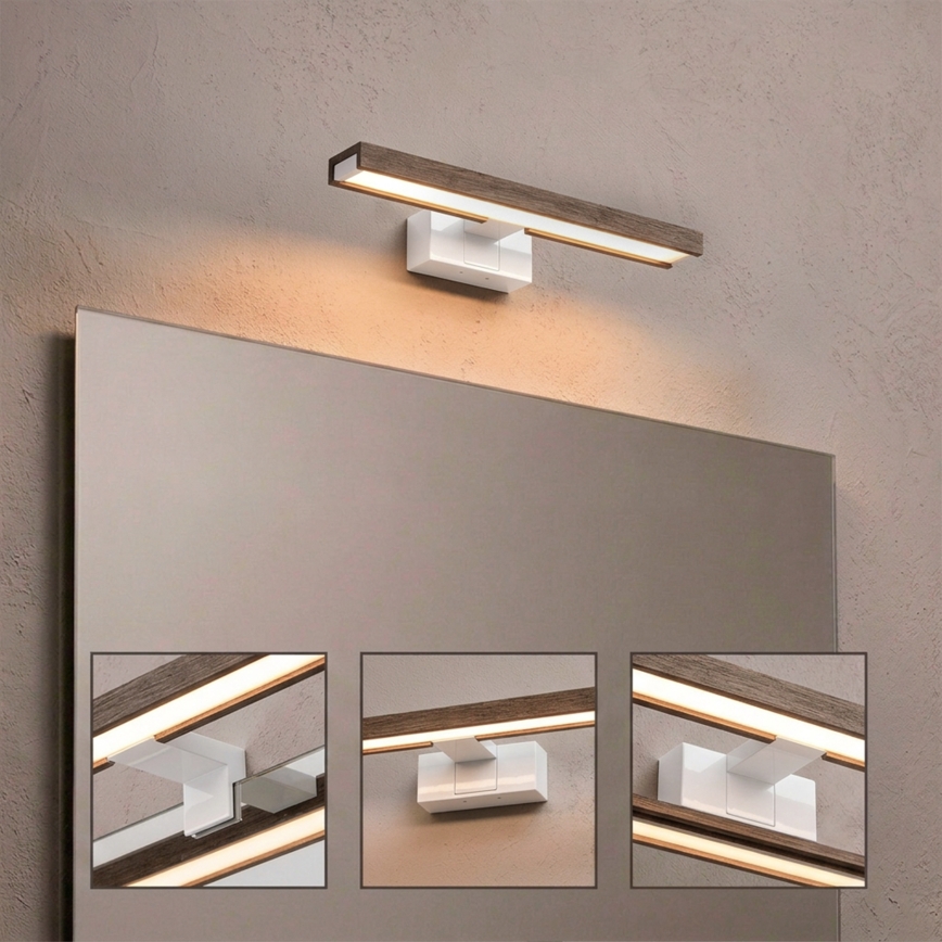 Brilagi - LED-spiegelverlichting voor de badkamer 3-in-1 WOODY MIRROR LED/8W/230V 40 cm IP44 wit/eiken