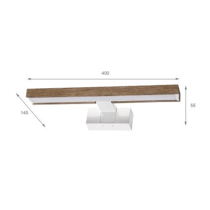 Brilagi - LED-spiegelverlichting voor de badkamer 3-in-1 WOODY MIRROR LED/8W/230V 40 cm IP44 wit/eiken