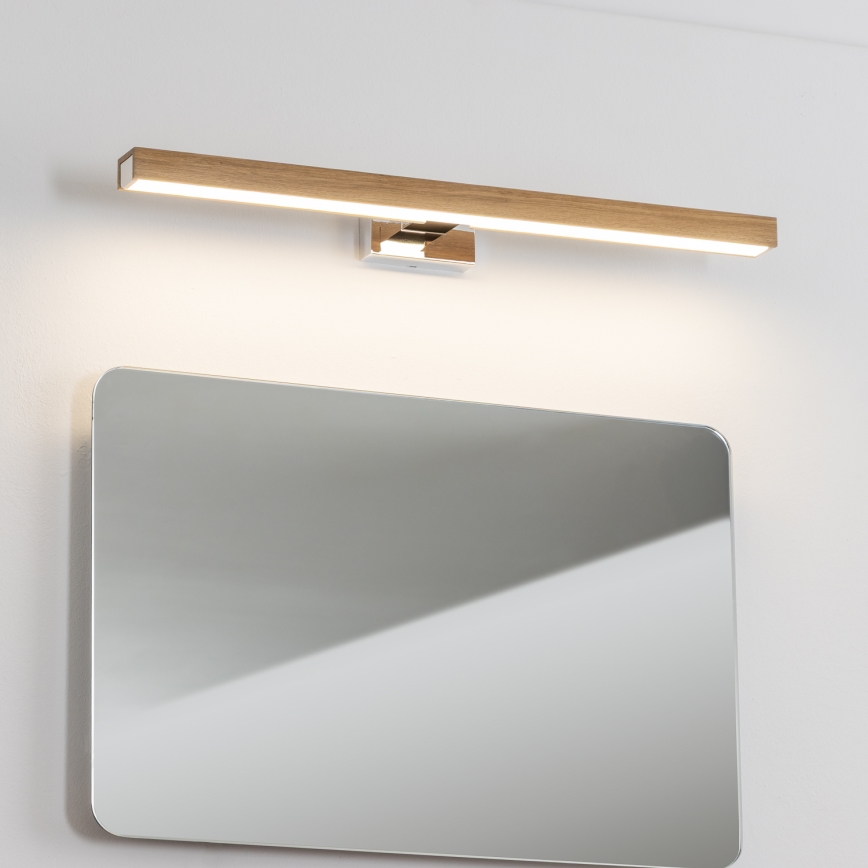 Brilagi - LED Badkamer spiegelverlichting WOODY MIRROR LED/12W/230V 60 cm IP44 eiken/glanzend chroom