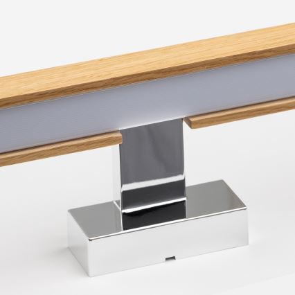 Brilagi - LED Badkamer spiegelverlichting WOODY MIRROR LED/12W/230V 60 cm IP44 eiken/glanzend chroom