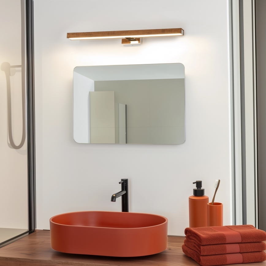 Brilagi - LED Badkamer spiegelverlichting WOODY MIRROR LED/12W/230V 60 cm IP44 eiken kers/glanzend chroom