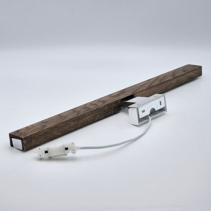 Brilagi - LED Badkamer spiegelverlichting WOODY MIRROR LED/12W/230V 60 cm IP44 eiken walnoot/glanzend chroom