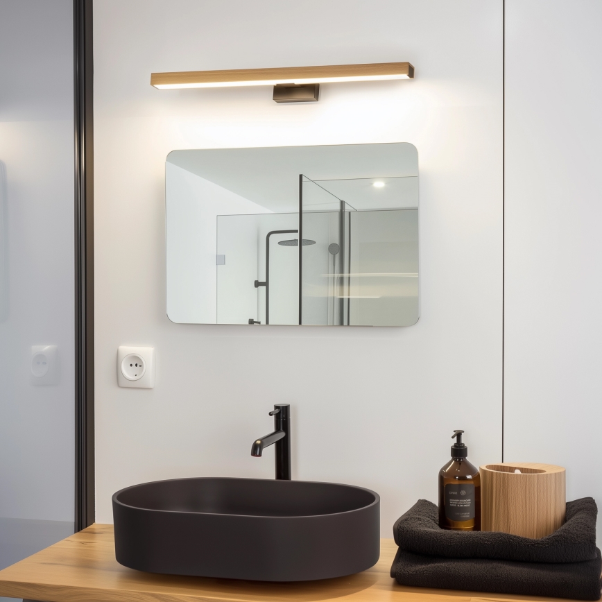 Brilagi - LED Badkamer spiegelverlichting WOODY MIRROR LED/12W/230V 60 cm IP44 eiken/zwart
