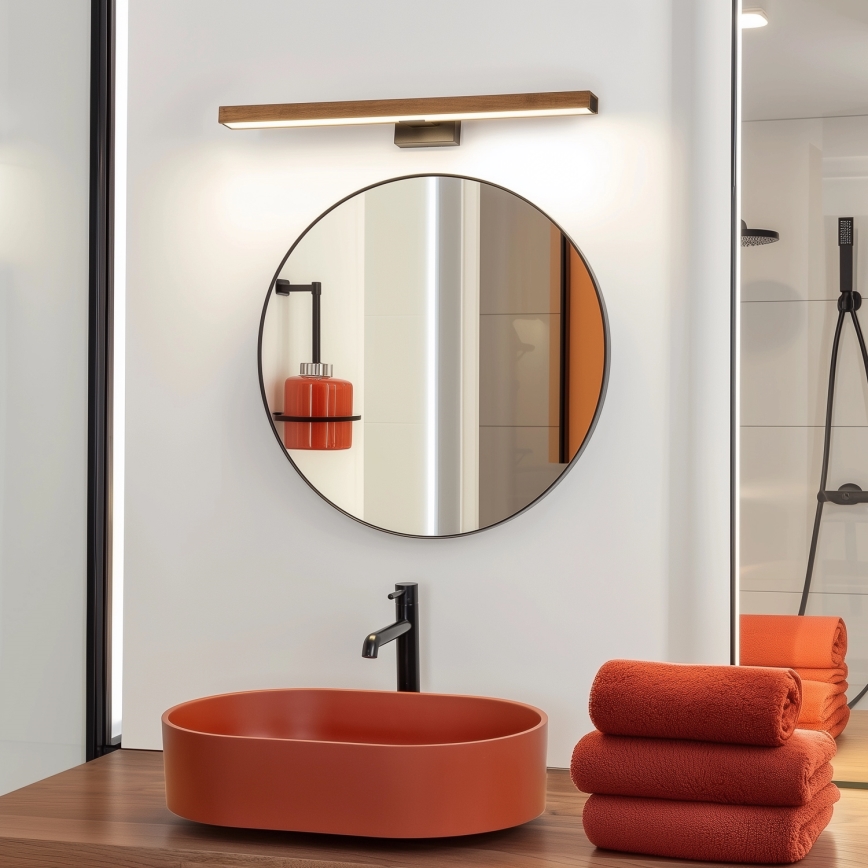 Brilagi - LED Badkamer spiegelverlichting WOODY MIRROR LED/12W/230V 60 cm IP44 eiken kers/zwart
