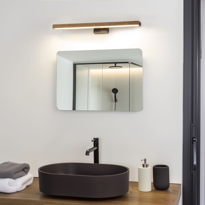 Brilagi - LED Badkamer spiegelverlichting WOODY MIRROR LED/12W/230V 60 cm IP44 eiken walnoot/zwart