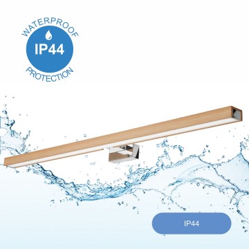 Brilagi - LED Badkamer spiegelverlichting WOODY MIRROR LED/15W/230V 90 cm IP44 eiken/glanzend chroom
