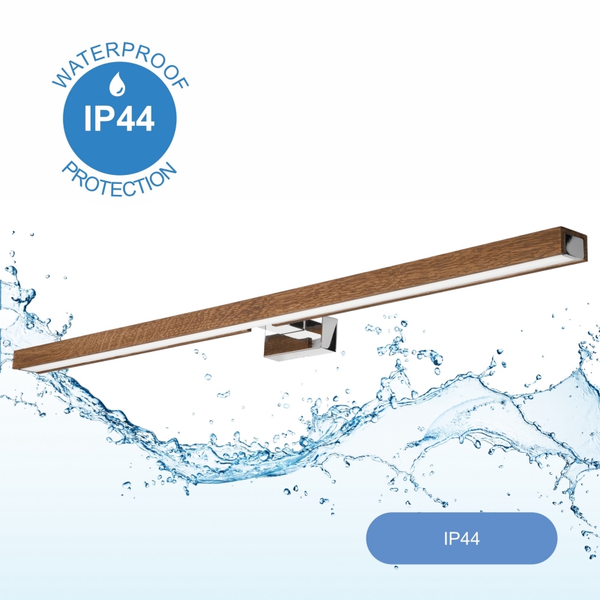 Brilagi - LED Badkamer spiegelverlichting WOODY MIRROR LED/15W/230V 90 cm IP44 eiken kers/glanzend chroom