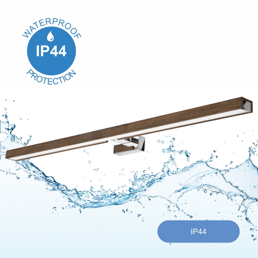 Brilagi - LED Badkamer spiegelverlichting WOODY MIRROR LED/15W/230V 90 cm IP44 eiken walnoot/glanzend chroom