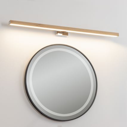 Brilagi - LED Badkamer spiegelverlichting WOODY MIRROR LED/15W/230V 90 cm IP44 eiken/glanzend chroom