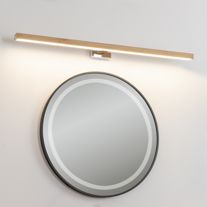 Brilagi - LED Badkamer spiegelverlichting WOODY MIRROR LED/15W/230V 90 cm IP44 eiken/glanzend chroom