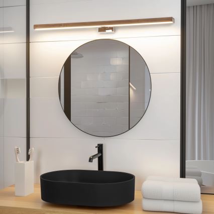 Brilagi - LED Badkamer spiegelverlichting WOODY MIRROR LED/15W/230V 90 cm IP44 eiken walnoot/glanzend chroom
