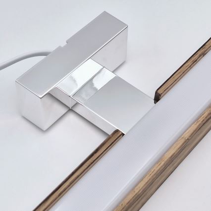 Brilagi - LED Badkamer spiegelverlichting WOODY MIRROR LED/15W/230V 90 cm IP44 eiken walnoot/glanzend chroom